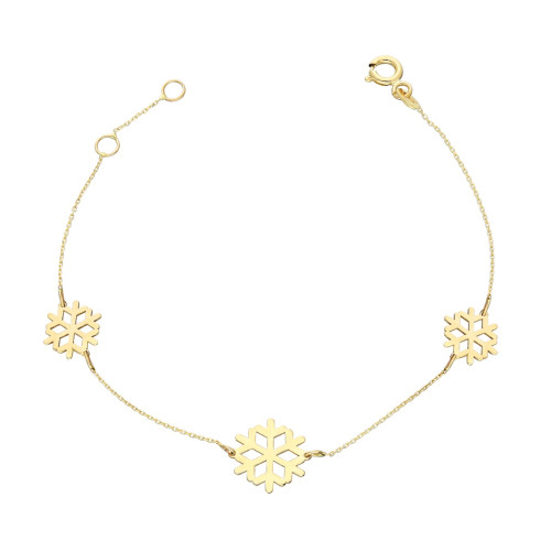 Glorria 14k Solid Gold Snowflake Bracelet Glorria 14k Solid Gold Snowflake Bracelet
