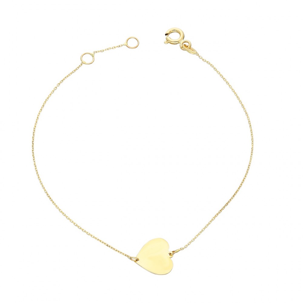 Glorria 14k Solid Gold Heart Bracelet