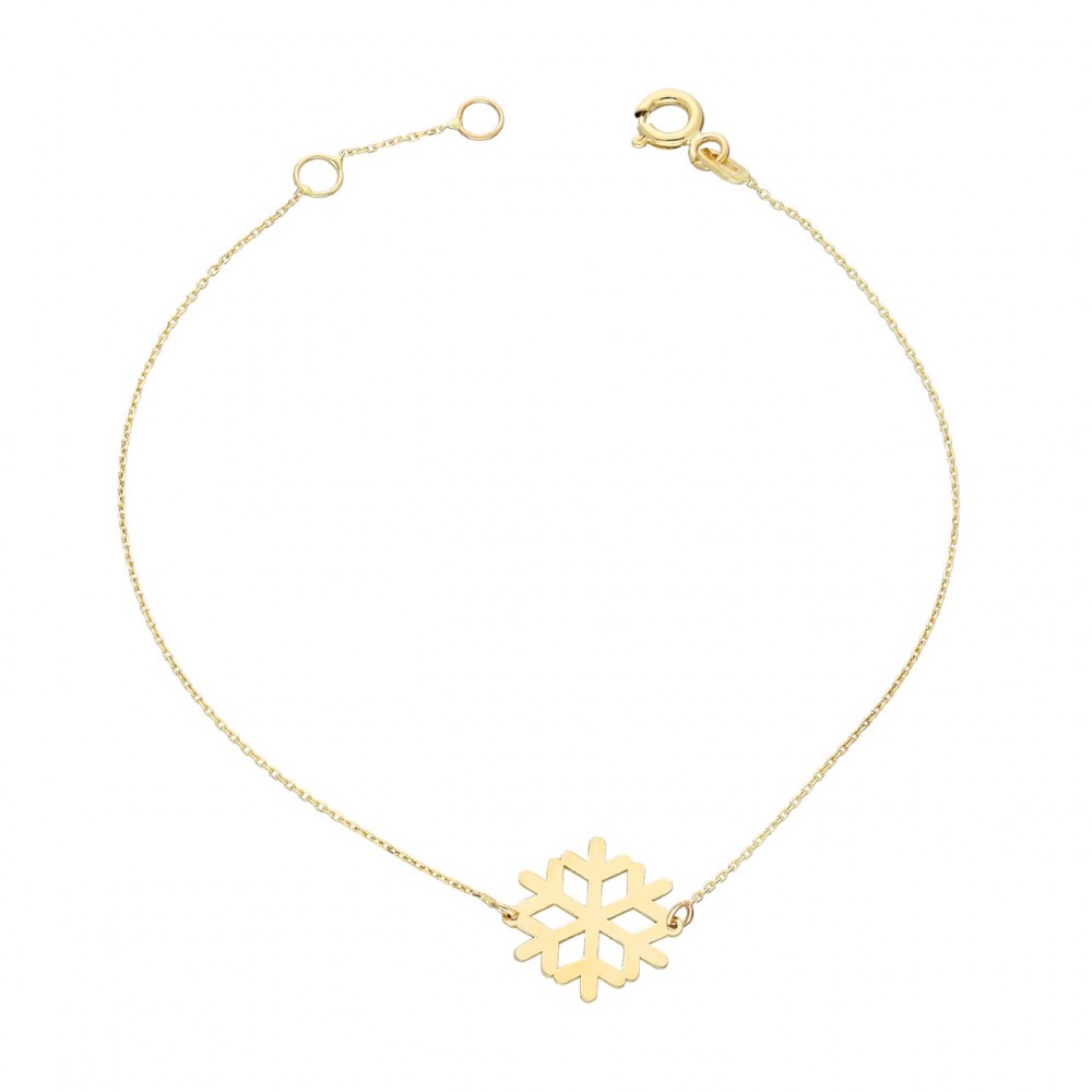Glorria 14k Solid Gold Snowflake Bracelet, Watch Gift Set