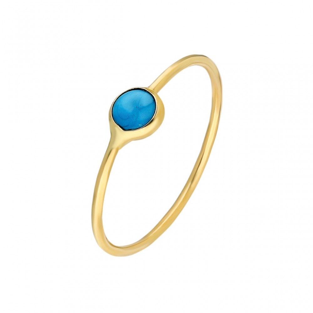 Glorria 14k Solid Gold Turquoise Pave Ring