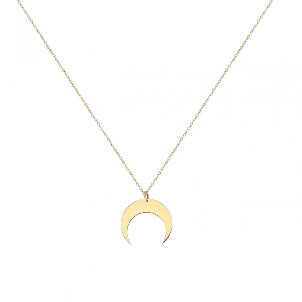Glorria 14k Solid Gold Crescent Necklace