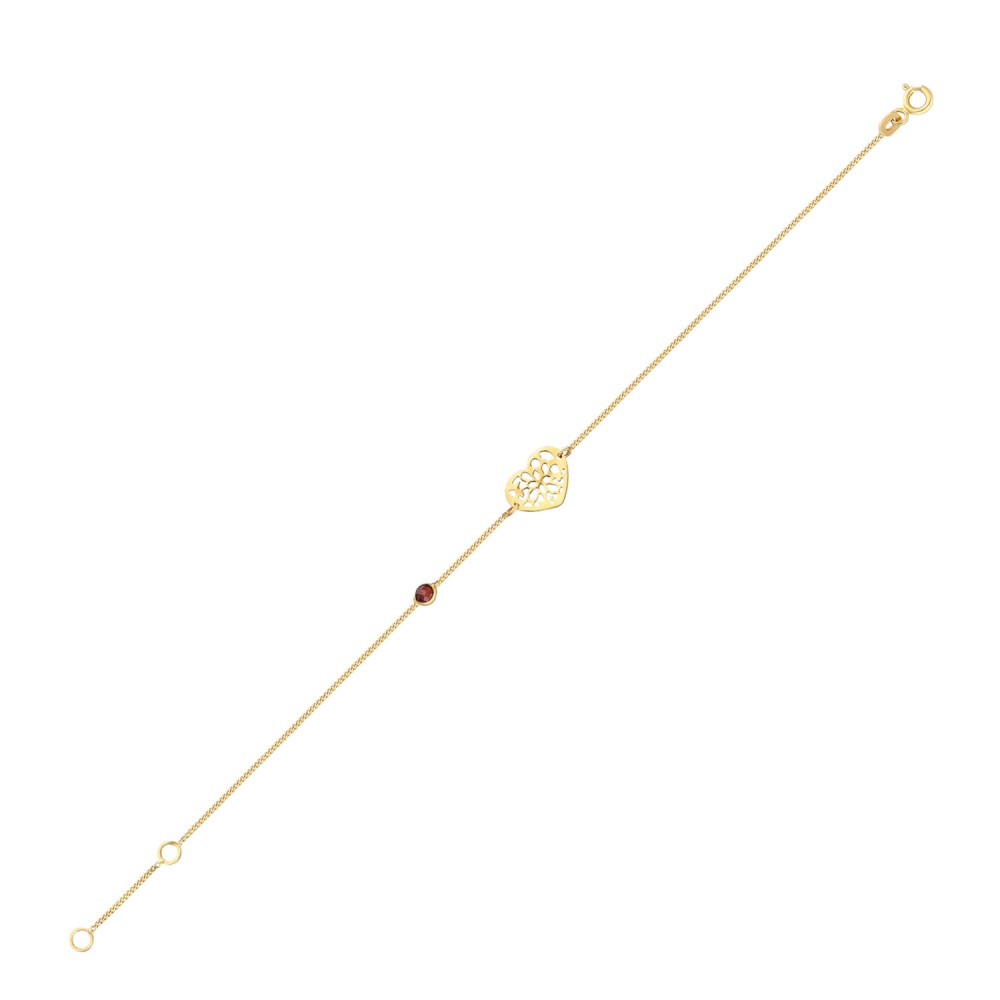 Glorria 14k Solid Gold Heart Curb Bracelet