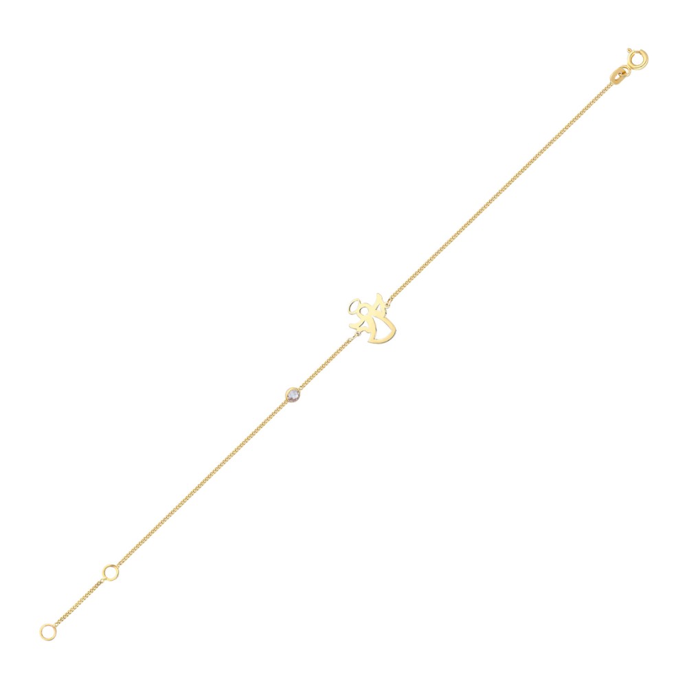 Glorria 14k Solid Gold Angel Curb Bracelet