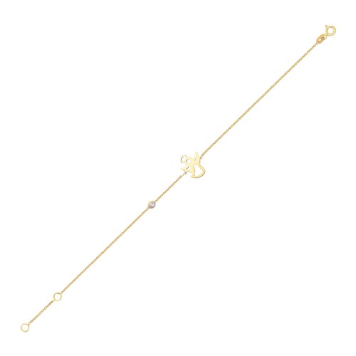 Glorria 14k Solid Gold Angel Curb Bracelet Glorria 14k Solid Gold Angel Curb Bracelet