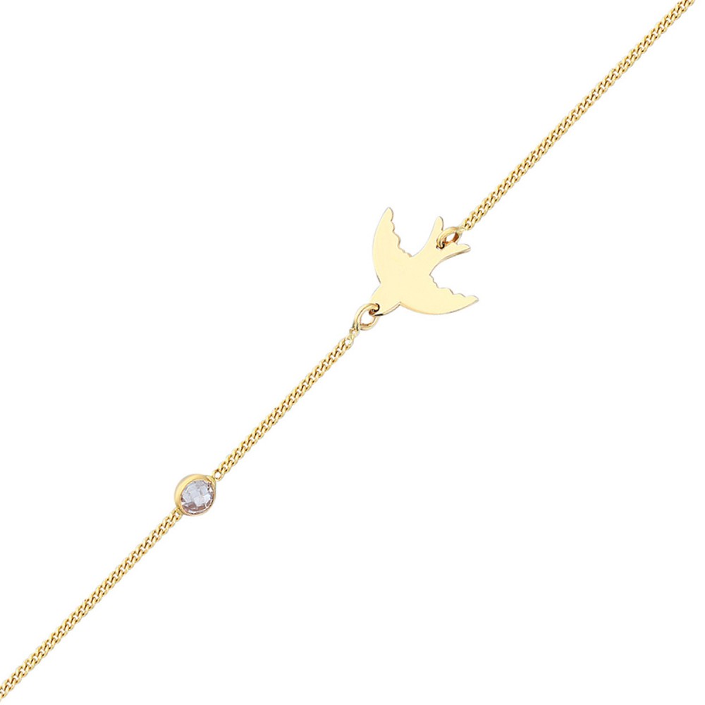 Glorria 14k Solid Gold Phoenix Curb Bracelet