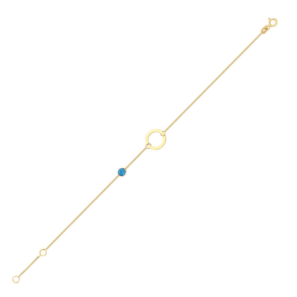 Glorria 14k Solid Gold Circle Curb Bracelet