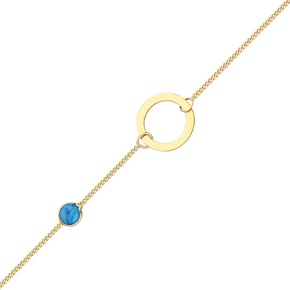 Glorria 14k Solid Gold Circle Curb Bracelet