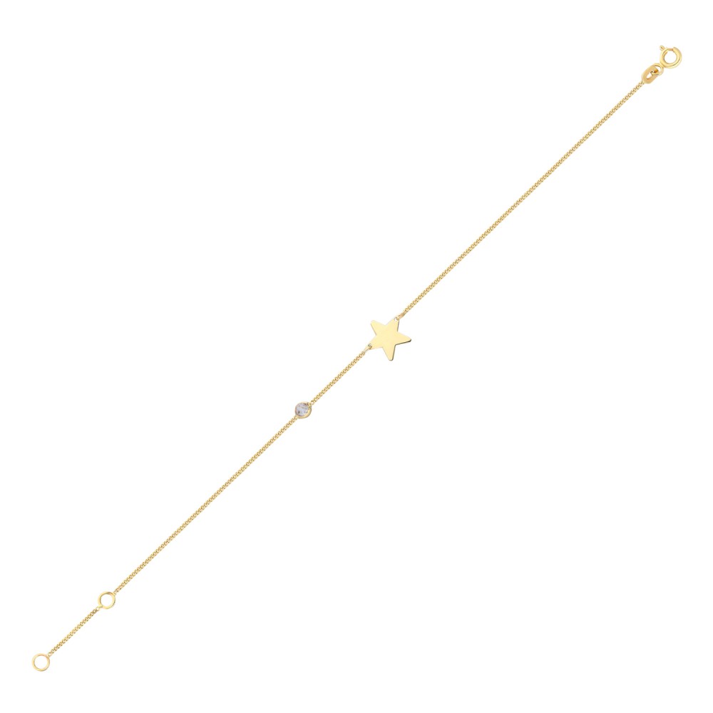 Glorria 14k Solid Gold Star Curb Bracelet