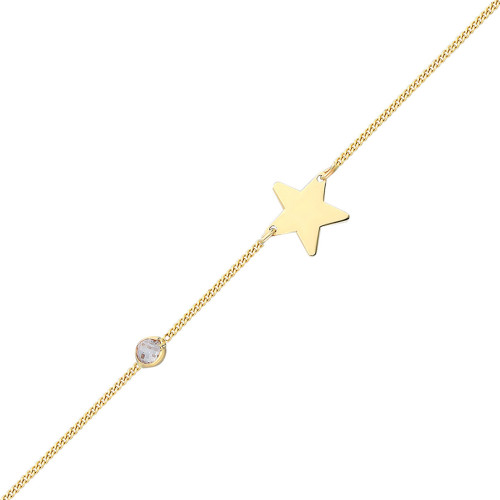 Glorria 14k Solid Gold Star Curb Bracelet Glorria 14k Solid Gold Star Curb Bracelet