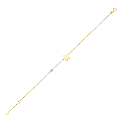 Glorria 14k Solid Gold Star Curb Bracelet Glorria 14k Solid Gold Star Curb Bracelet