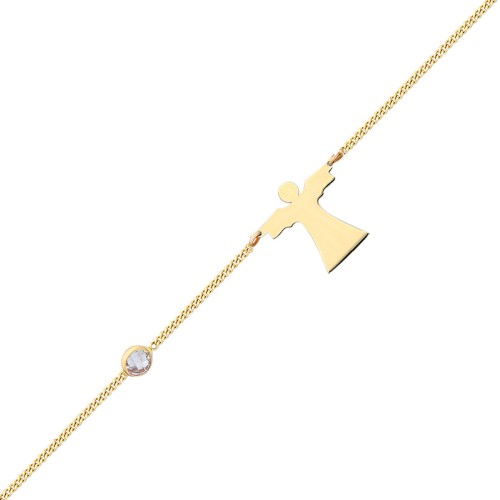 Glorria 14k Solid Gold Angel Curb Bracelet