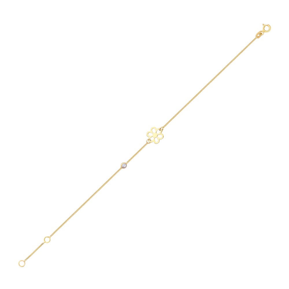 Glorria 14k Solid Gold Daisy Curb Bracelet