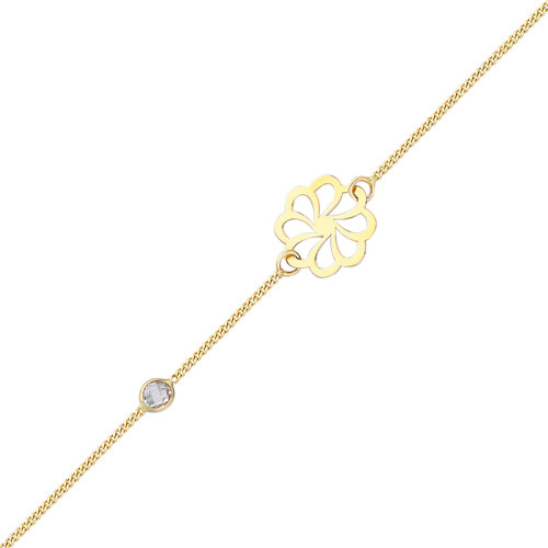 Glorria 14k Solid Gold Theme Curb Bracelet