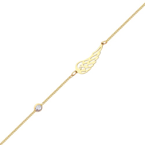 Glorria 14k Solid Gold Wing Curb Bracelet