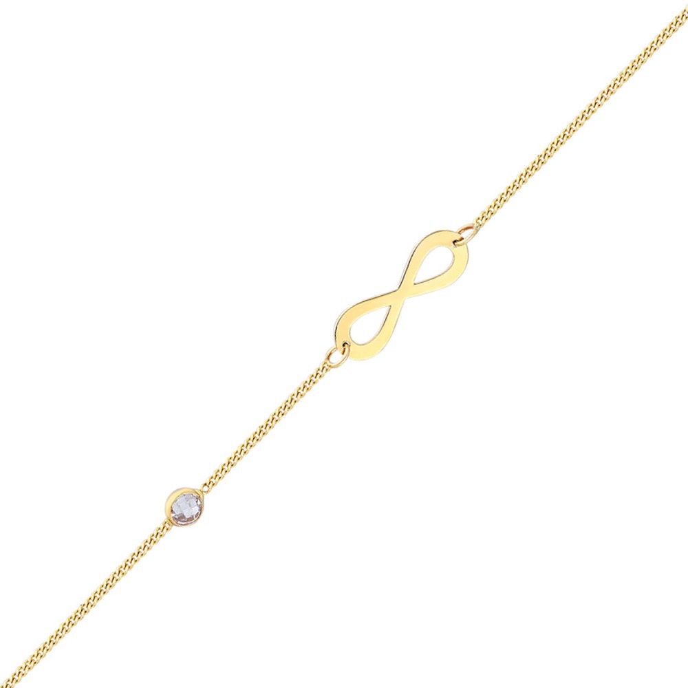 Glorria 14k Solid Gold Infinity Curb Bracelet