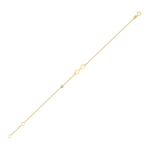 Glorria 14k Solid Gold Infinity Curb Bracelet