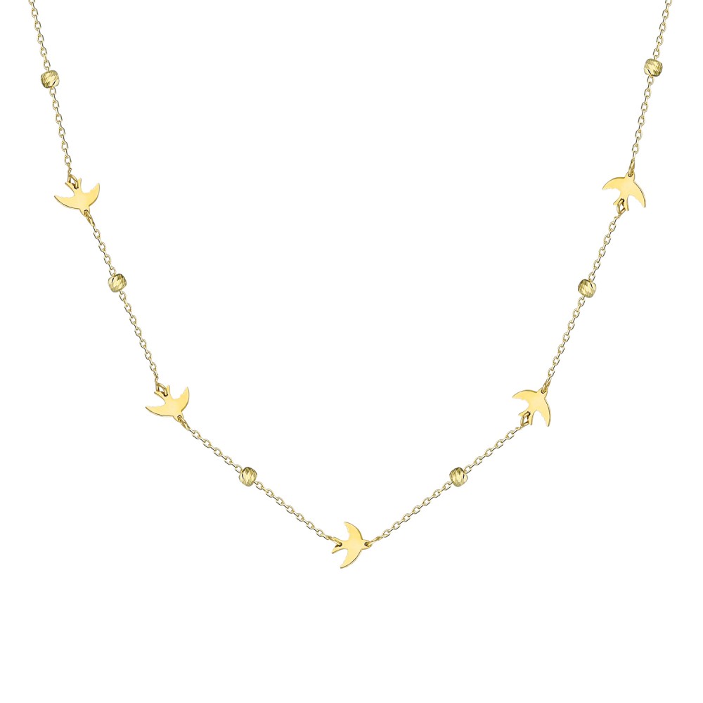 Glorria 14k Solid Gold Phoenix Bird Necklace