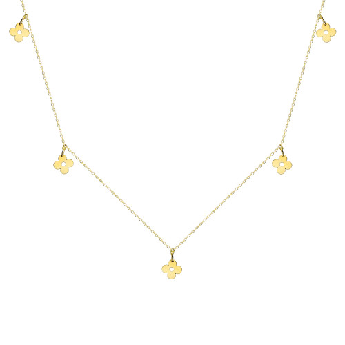 Glorria 14k Solid Gold Flower Necklace