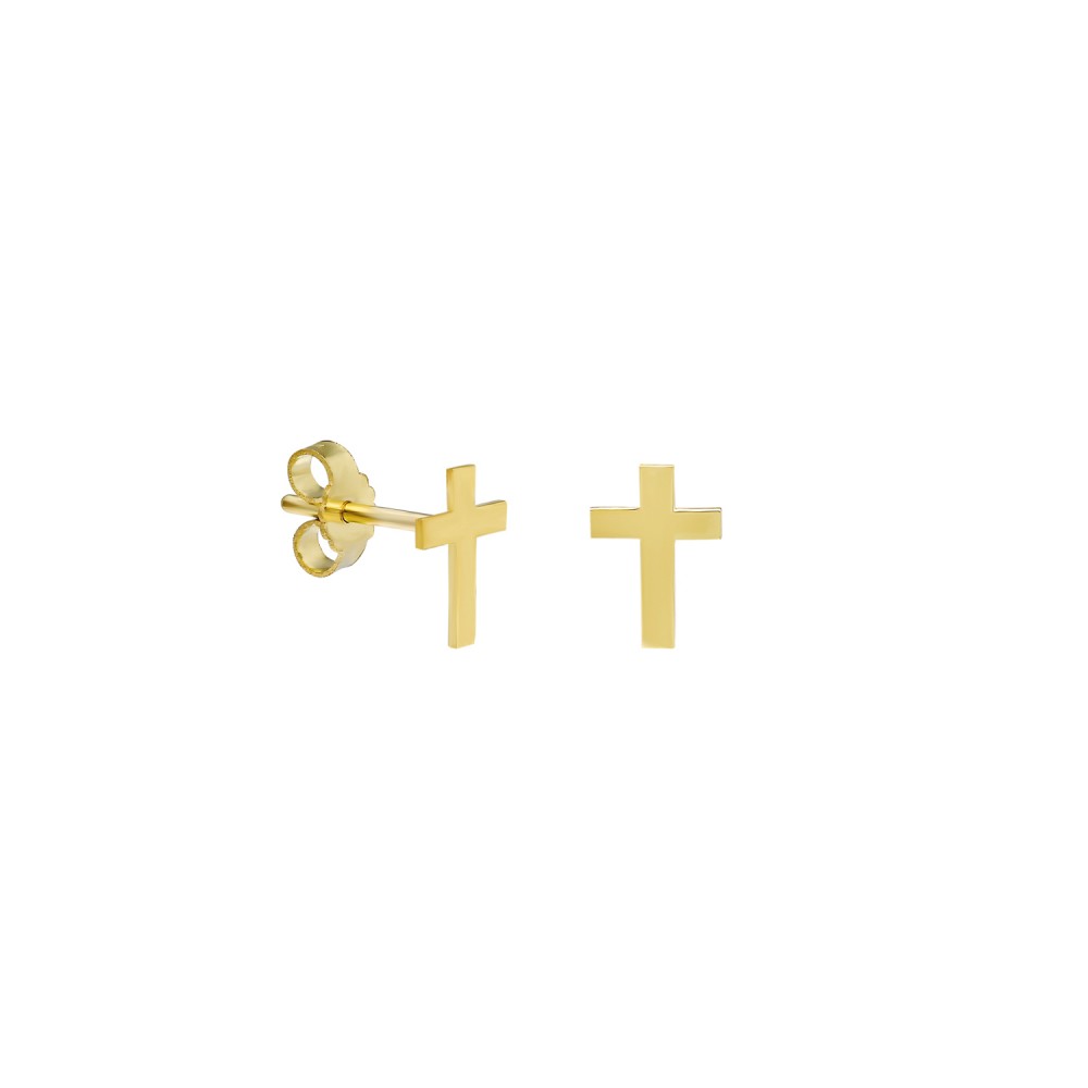 Glorria 14k Solid Gold Cross Earring