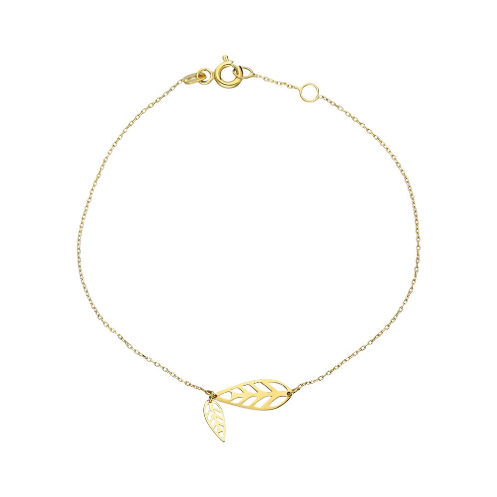 Glorria 14k Solid Gold Leaf Bracelet