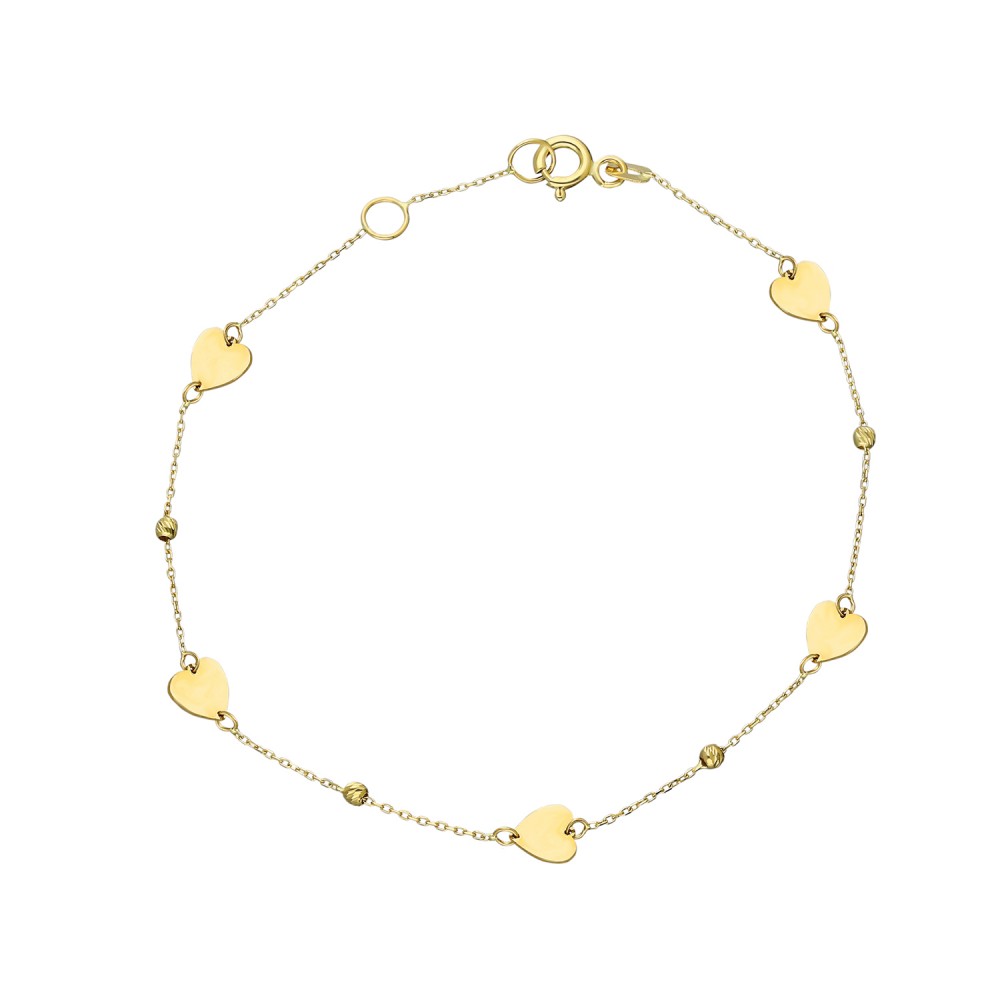 Glorria 14k Solid Gold Dorika Heart Bracelet