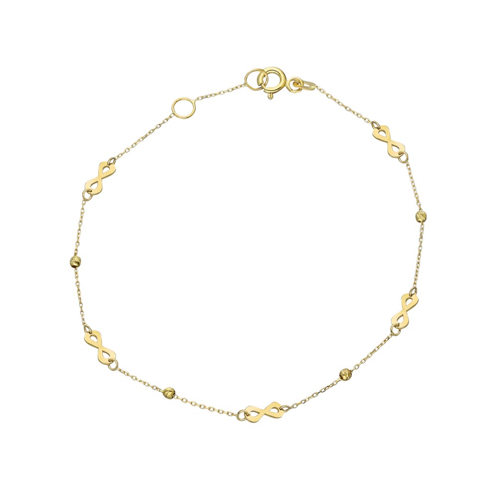 Glorria 14k Solid Gold Dorika İnfinity Bracelet