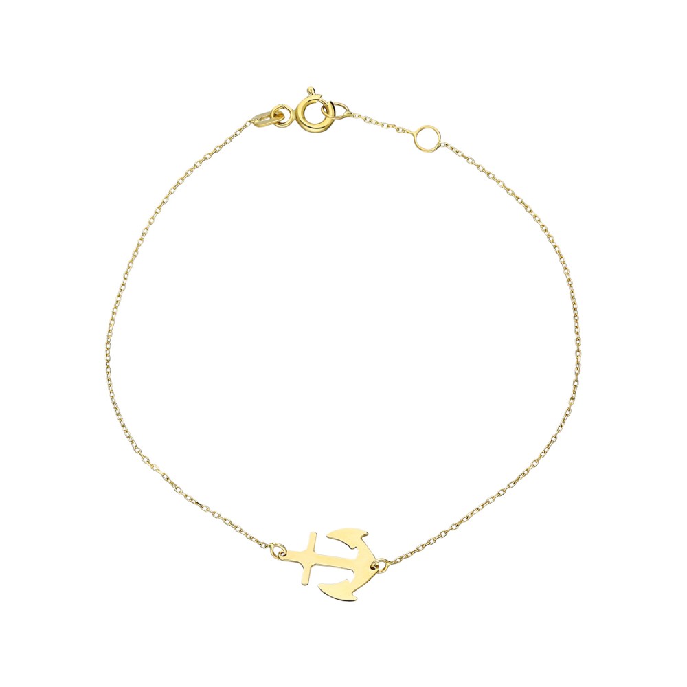 Glorria 14k Solid Gold Anchor Bracelet