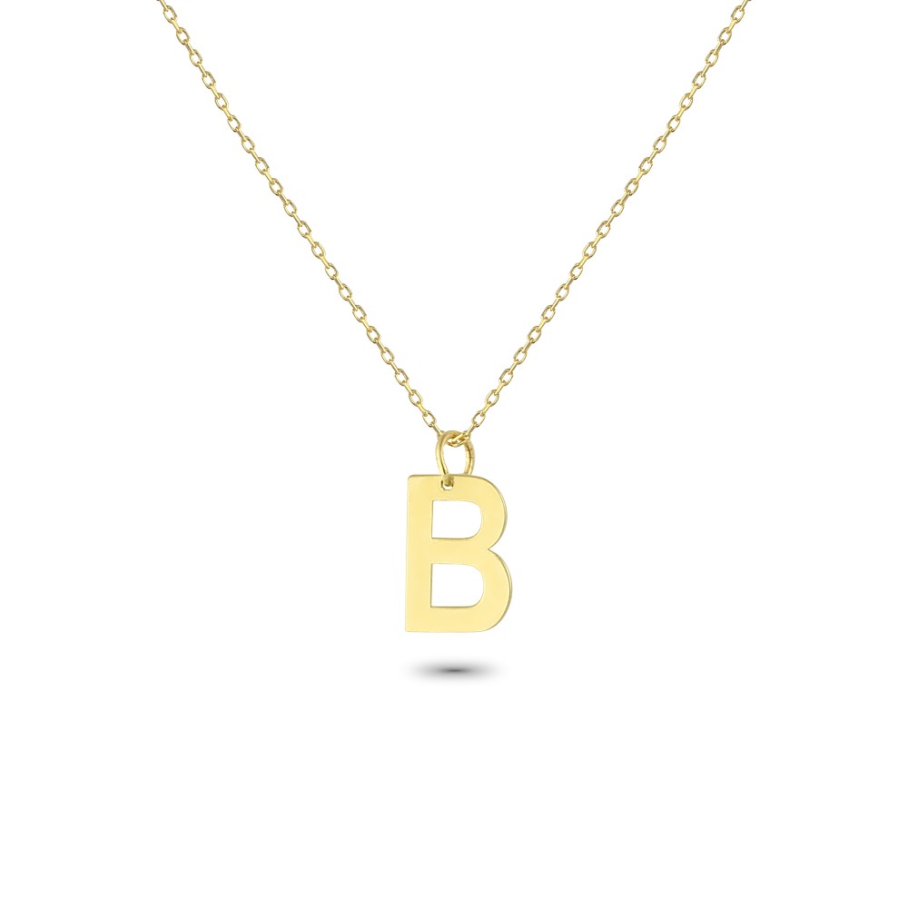 Glorria 14k Solid Gold Letter B Necklace