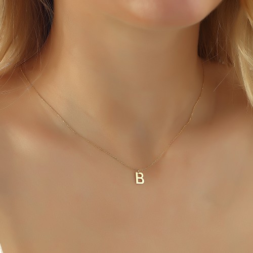 Tiny Letter Charm Necklace | B – Kate & Kole