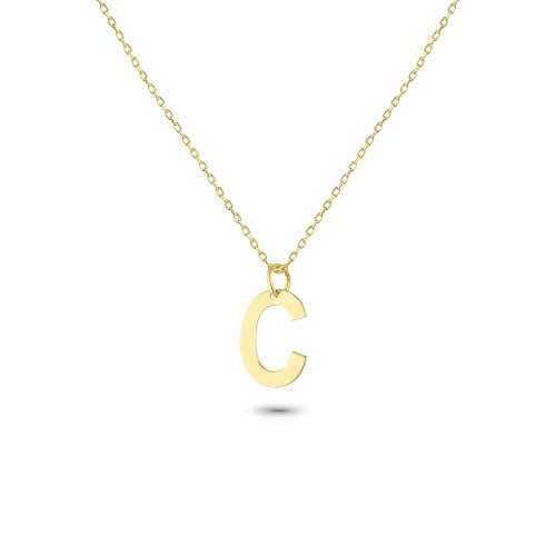 Glorria 14k Solid Gold Letter C Necklace Glorria 14k Solid Gold Letter C Necklace