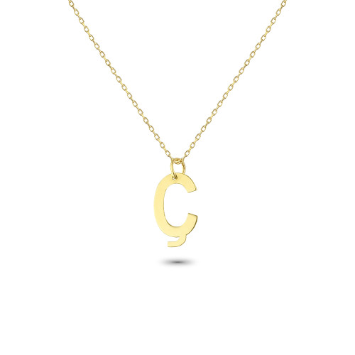 Glorria 14k Solid Gold Letter Ç Necklace Glorria 14k Solid Gold Letter Ç Necklace