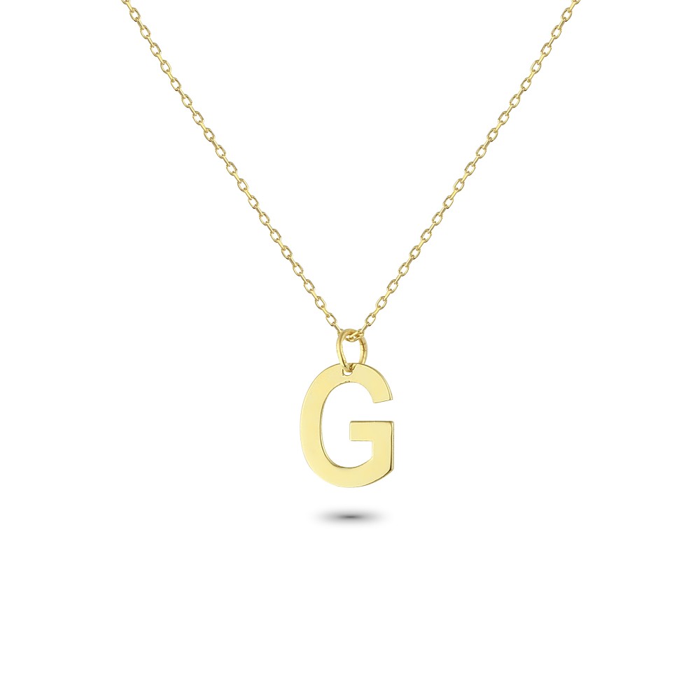 Glorria 14k Solid Gold Letter G Necklace