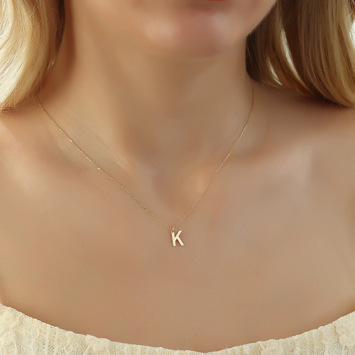 Glorria 14k Solid Gold Letter K Necklace Glorria 14k Solid Gold Letter K Necklace