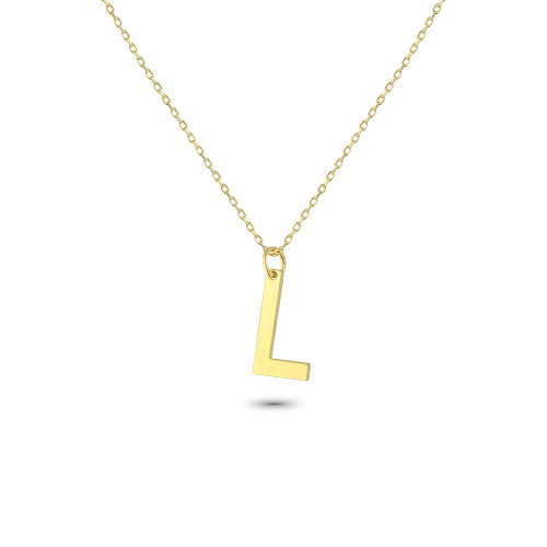 Glorria 14k Solid Gold Letter L Necklace Glorria 14k Solid Gold Letter L Necklace