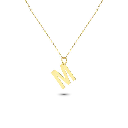 Glorria 14k Solid Gold Letter M Necklace Glorria 14k Solid Gold Letter M Necklace