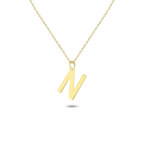 Glorria 14k Solid Gold Letter N Necklace Glorria 14k Solid Gold Letter N Necklace