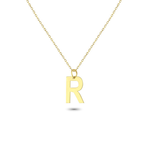Glorria 14k Solid Gold Letter R Necklace Glorria 14k Solid Gold Letter R Necklace