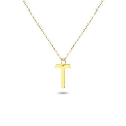 Glorria 14k Solid Gold Letter T Necklace Glorria 14k Solid Gold Letter T Necklace