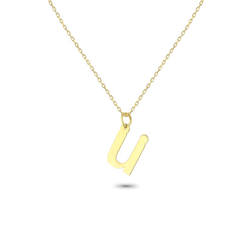 Glorria 14k Solid Gold Letter Ü Necklace Glorria 14k Solid Gold Letter Ü Necklace