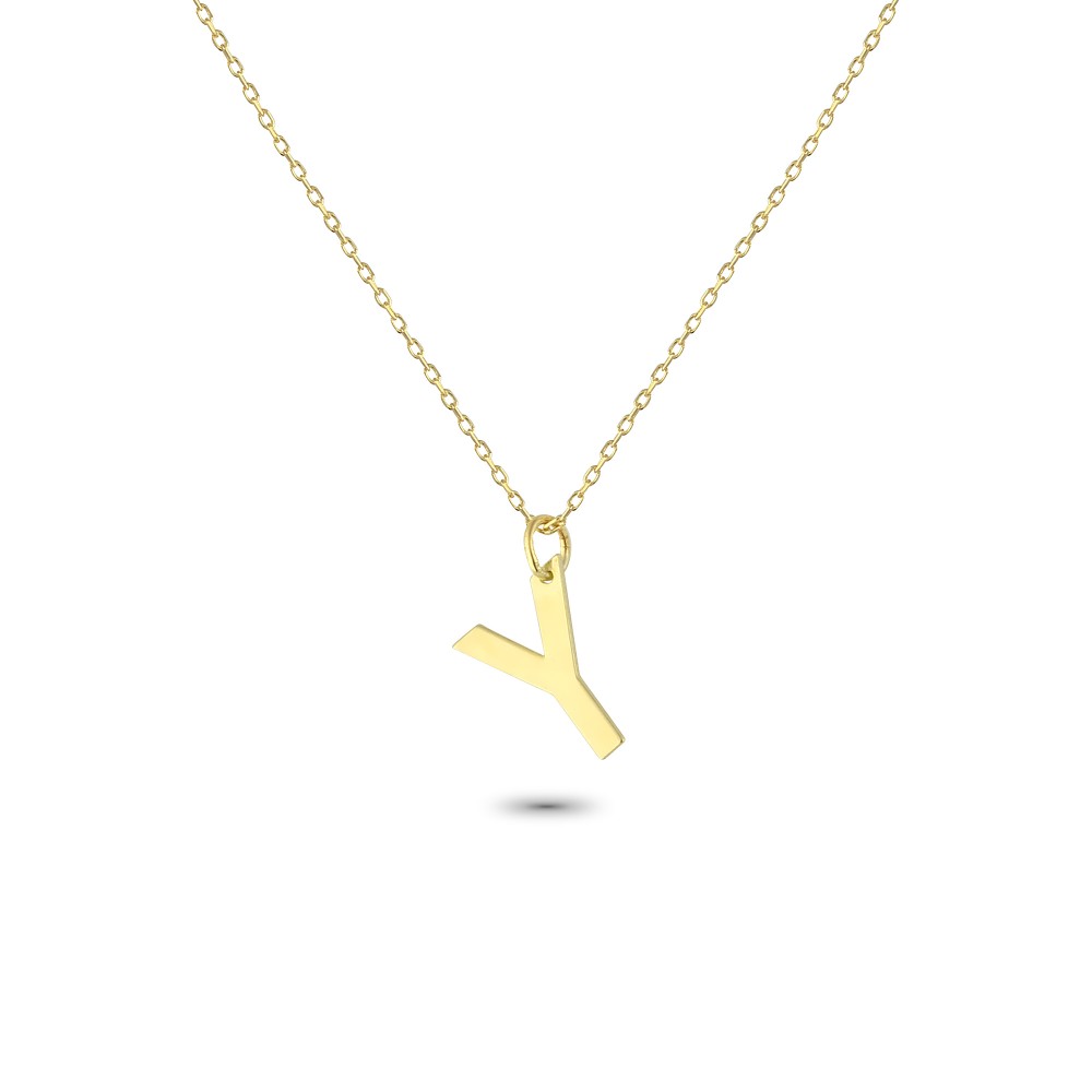 Glorria 14k Solid Gold Letter Y Necklace