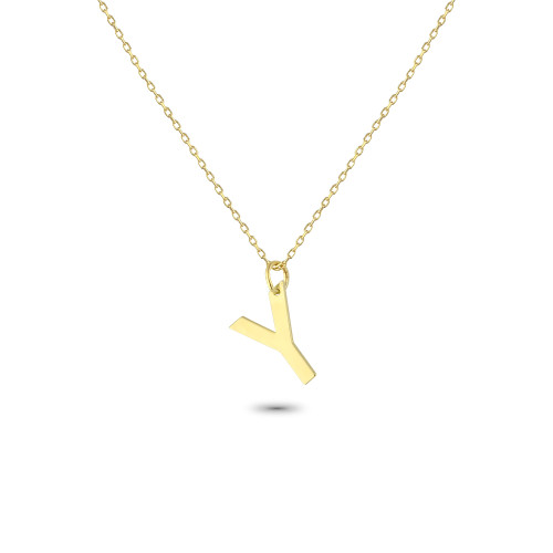 Glorria 14k Solid Gold Letter Y Necklace Glorria 14k Solid Gold Letter Y Necklace