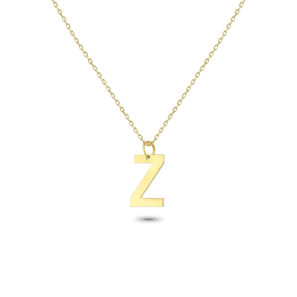 Glorria 14k Solid Gold Letter Z Necklace