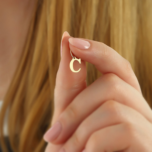 Glorria 14k Solid Gold Letter C Pendant Glorria 14k Solid Gold Letter C Pendant