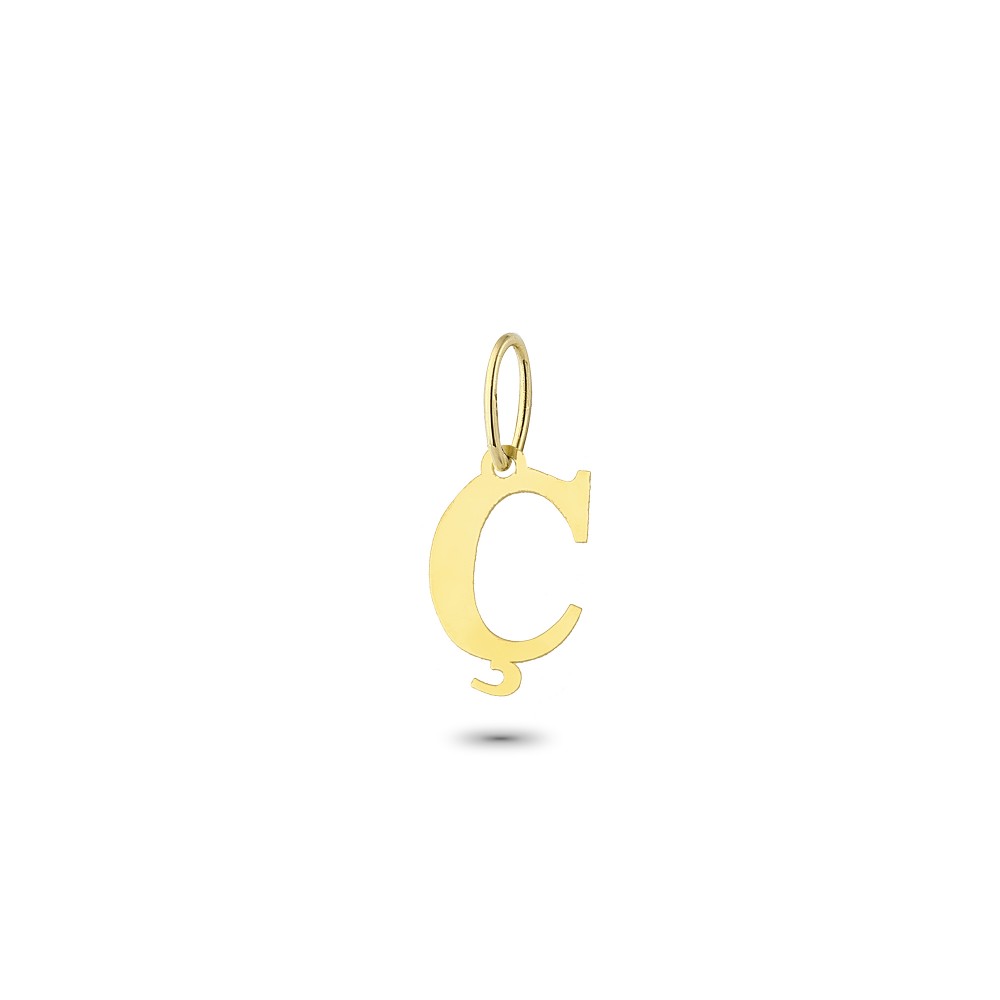 Glorria 14k Solid Gold Letter Ç Pendant