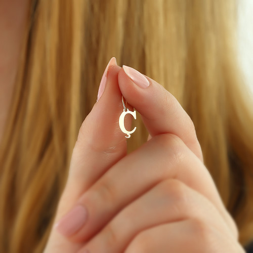 Glorria 14k Solid Gold Letter Ç Pendant Glorria 14k Solid Gold Letter Ç Pendant
