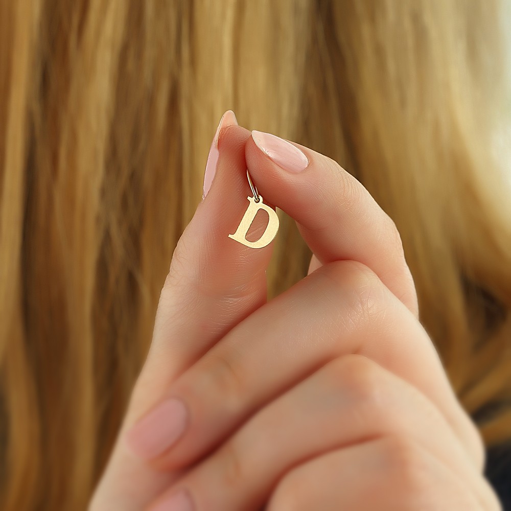 Glorria 14k Solid Gold Letter D Pendant