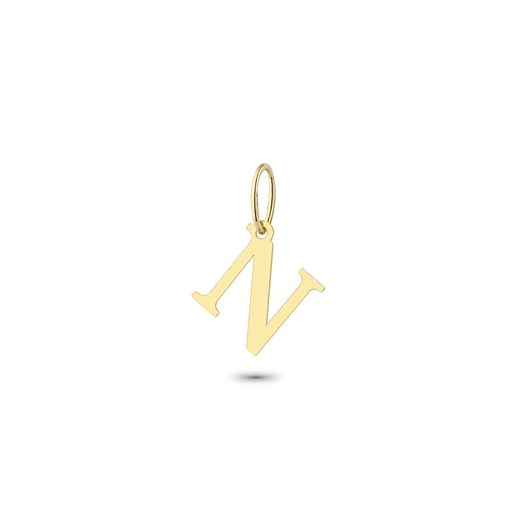 Glorria 14k Solid Gold Letter N Pendant