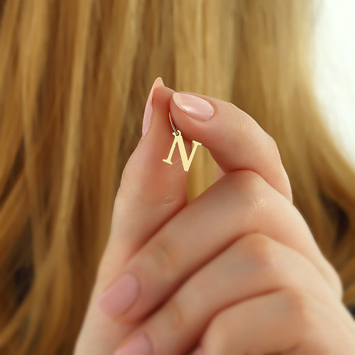 Glorria 14k Solid Gold Letter N Pendant Glorria 14k Solid Gold Letter N Pendant
