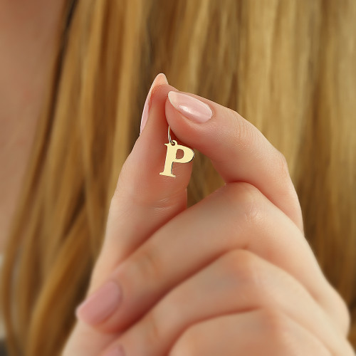 Glorria 14k Solid Gold Letter P Pendant Glorria 14k Solid Gold Letter P Pendant