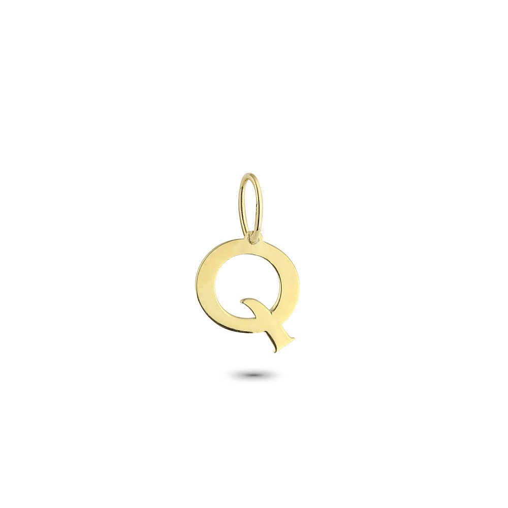 Glorria 14k Solid Gold Letter Q Pendant